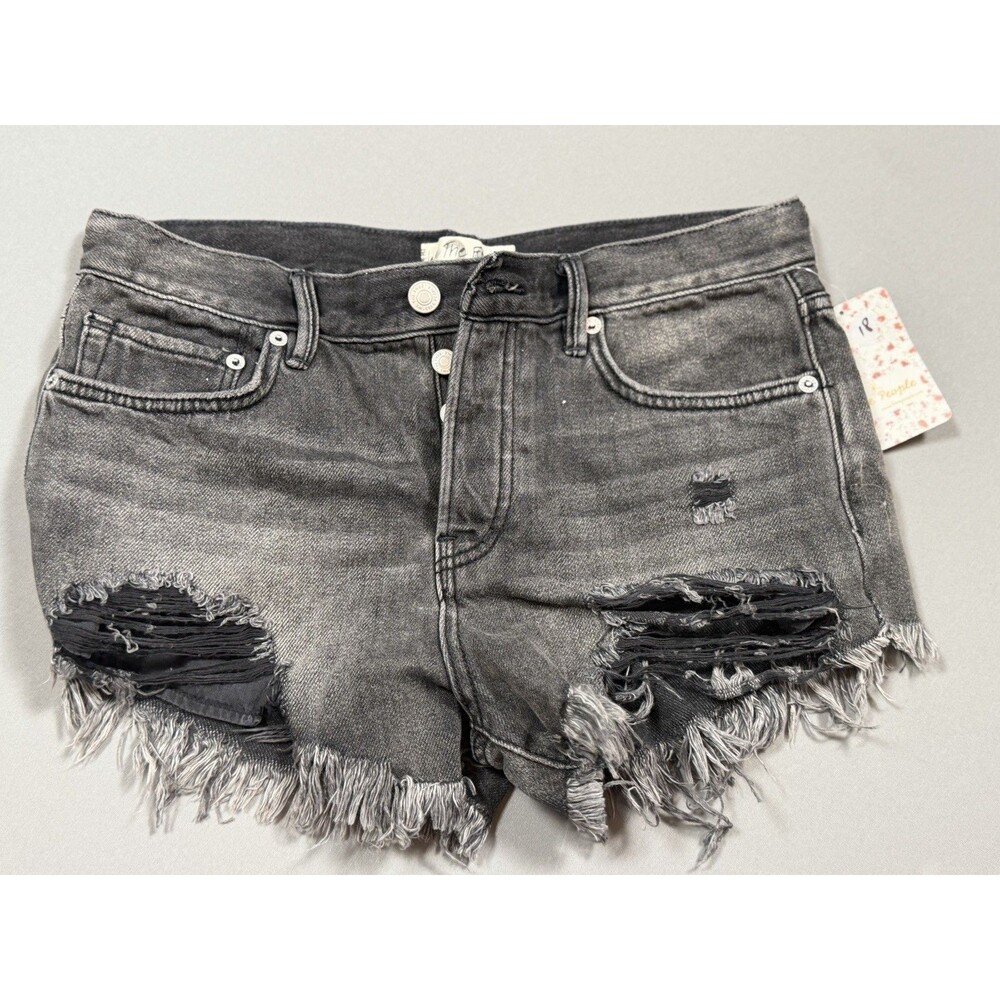 Free People We The Free Loving Good Vibrations Shorts Size 26 NWT Sulphur Black